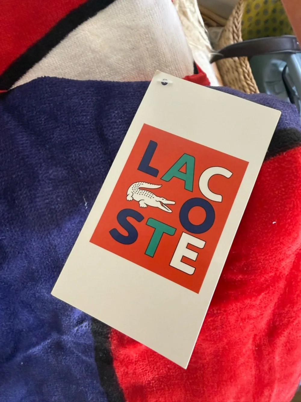 Lacoste Graphic Red & White Beach Towel Giant set of 2! New!